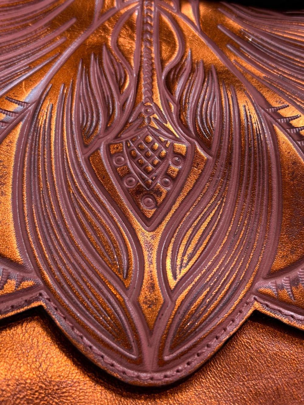 Patricia Nash Gorgeous Metallic Copper Tooled Burnished Leather Crossbody NWT - Picture 3 of 9